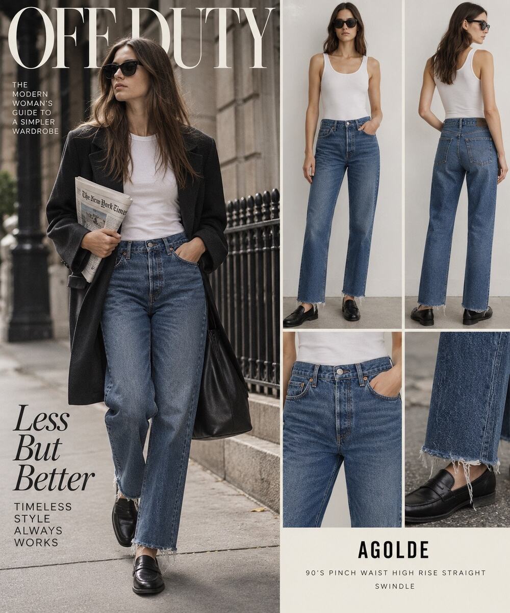 90s Minimalist AGOLDE 90’s Pinch Waist High Rise Straight Jeans Swindle NWT 25